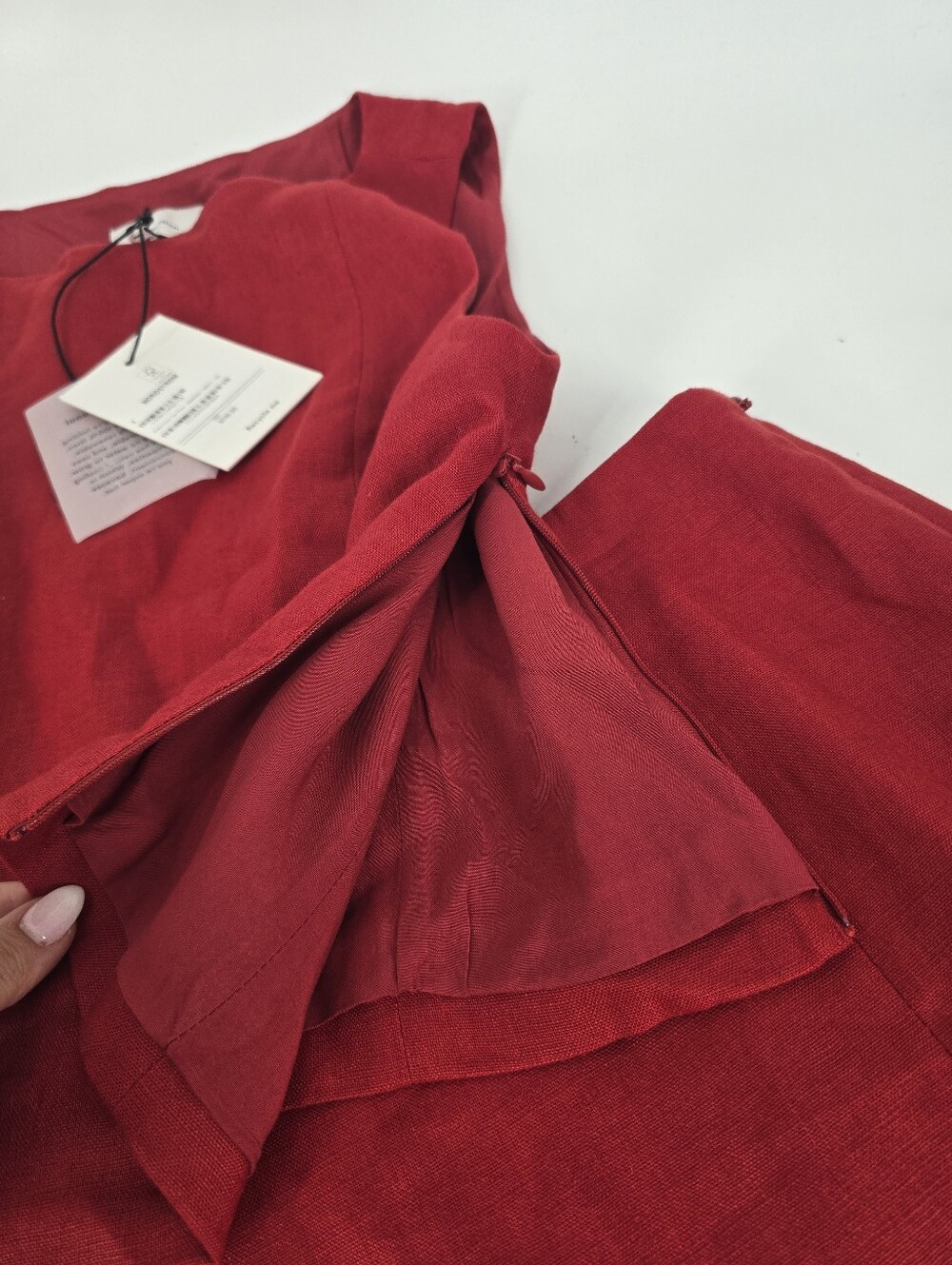 Reformation Grace Linen Two Piece Skirt Set in Sundried Tomato Red Size 4 NEW - Picture 5 of 16